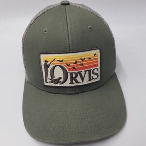 Orvis Hat Snapback Trucker Mesh Green Grey Hunting Patch Outdoors Fishing Men